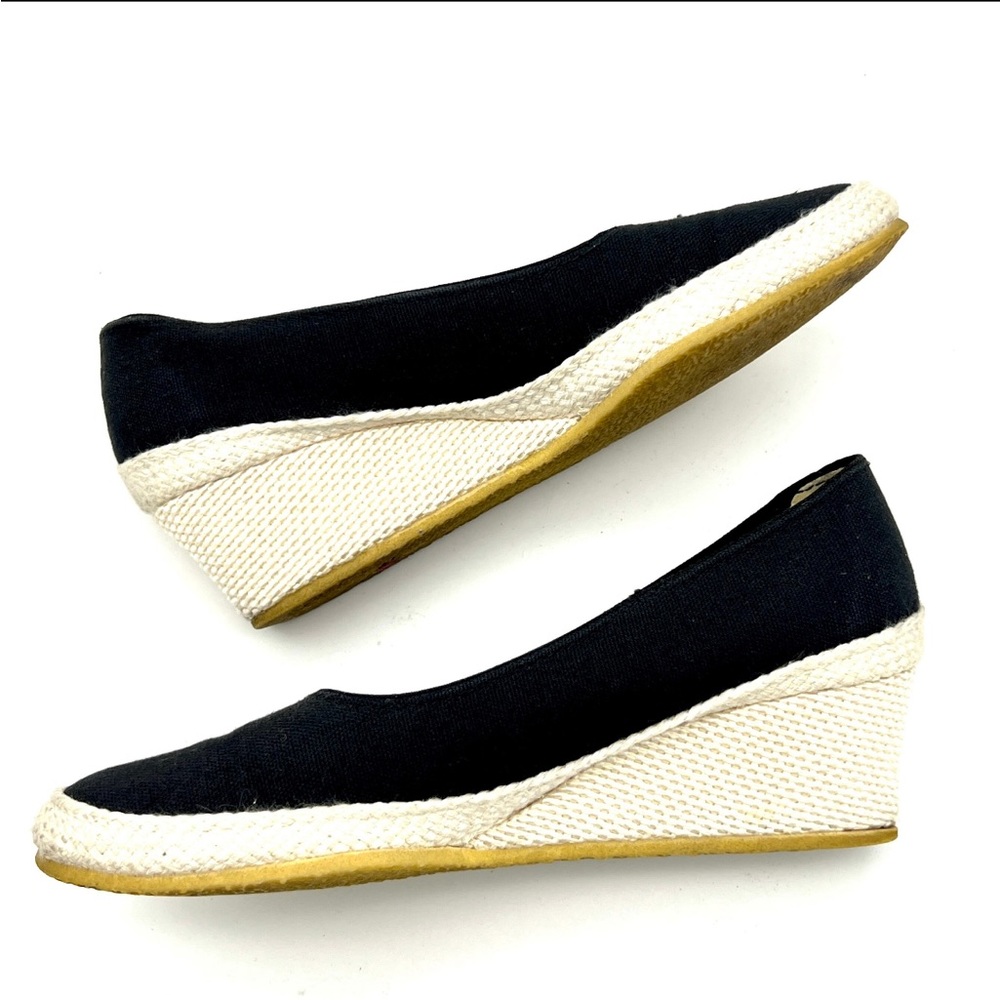 Vintage 1970s Black Canvas Wedges